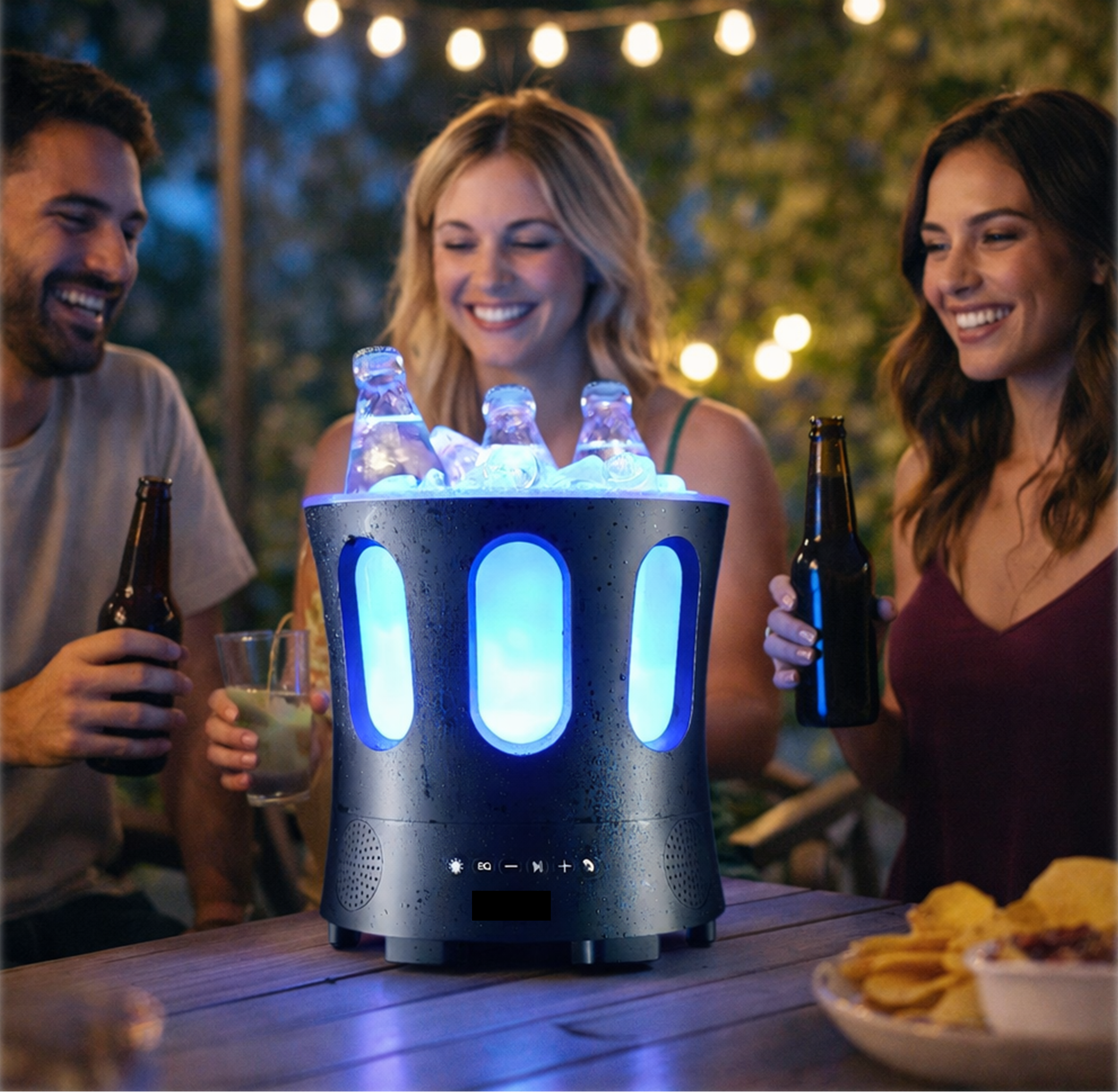 ZONE Bluetooth kaiutin. Vedenkestävä Bluetooth-kaiutin, tunnelmavalo ja jääastia samassa laitteessa.