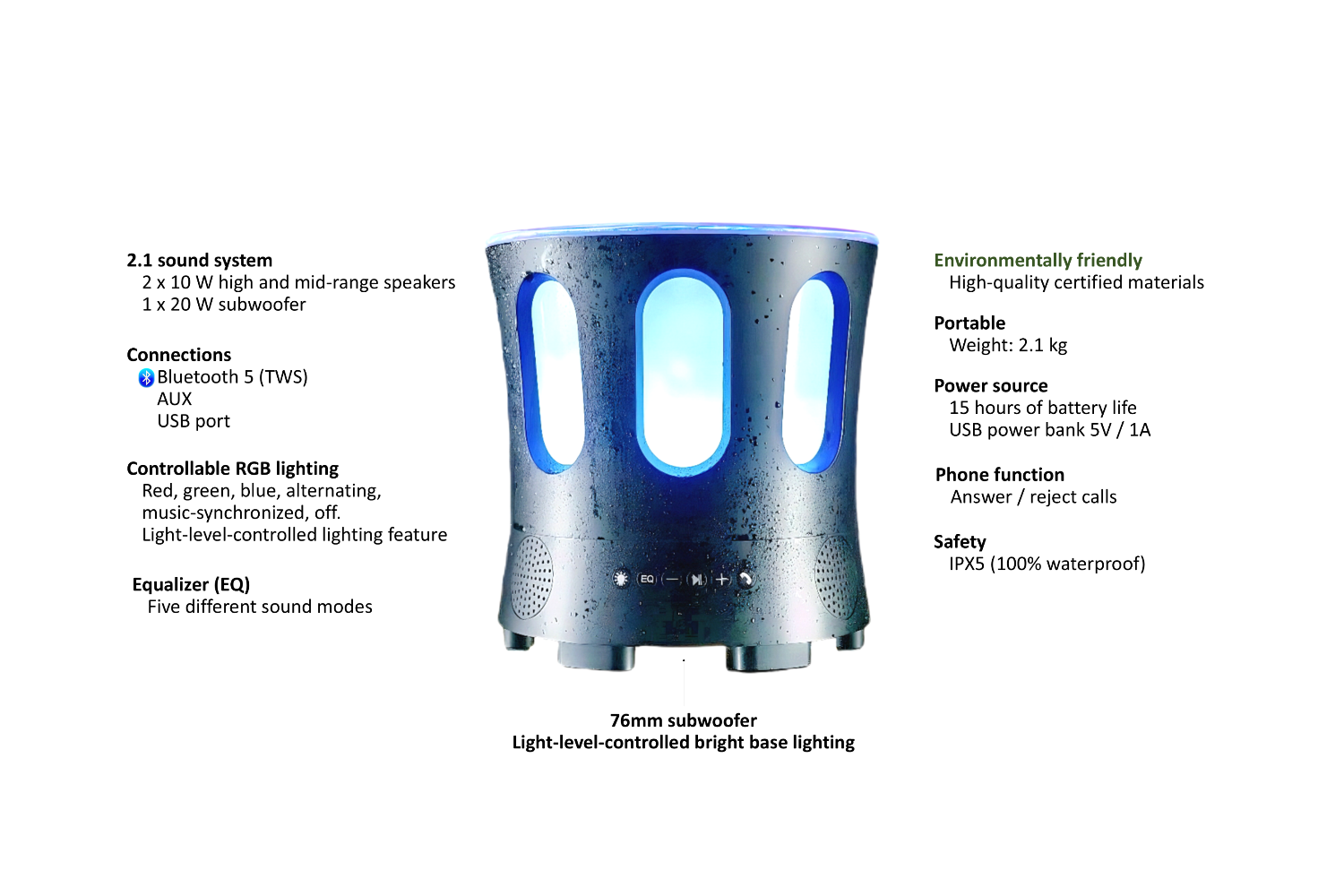 ZONE Sauna Speaker – waterproof Bluetooth speaker, ambient light and ice bucket.